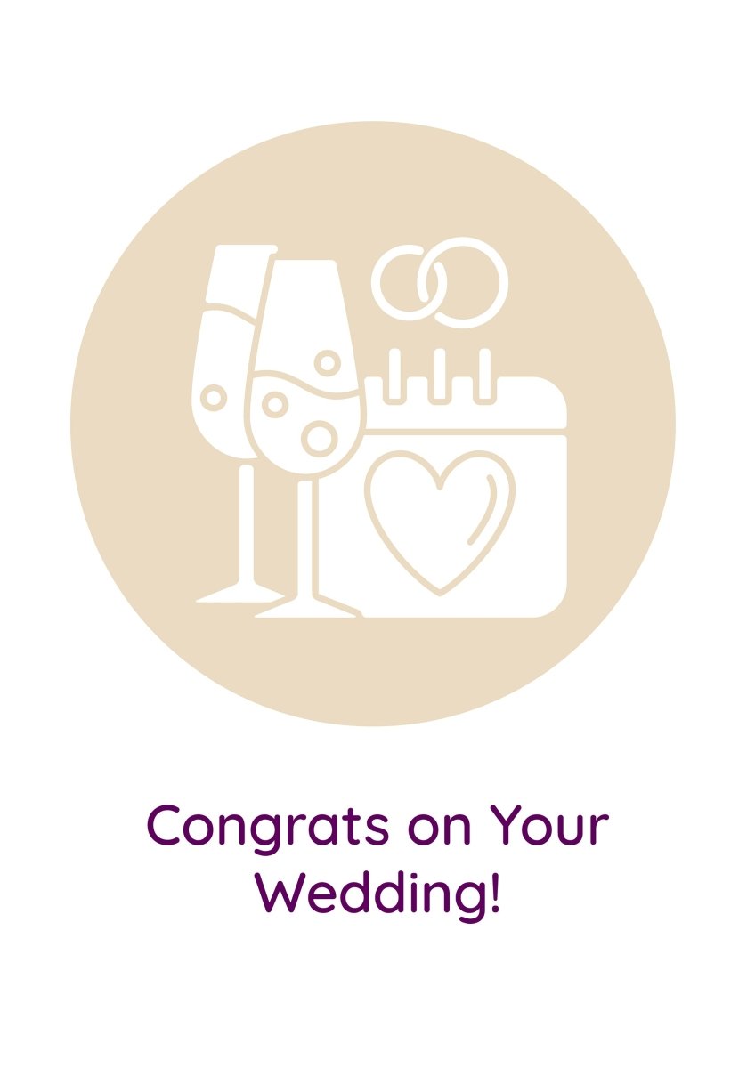 Celebrate marriage day greeting cards with glyph icon element set