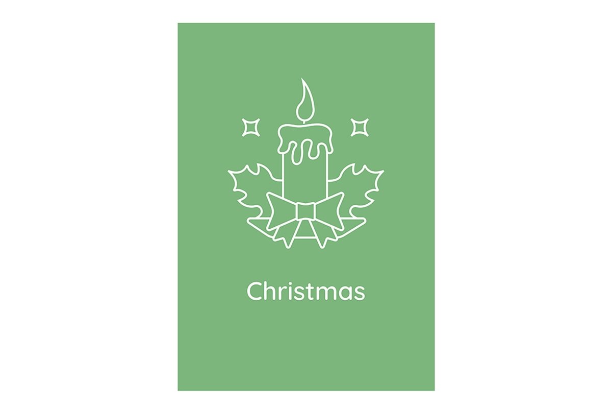 Celebrating Christmas traditions postcards with linear glyph icon set