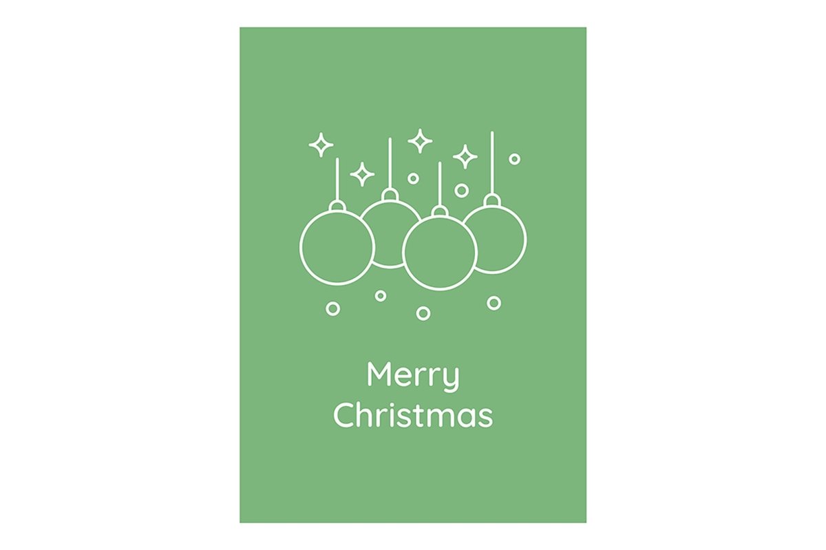 Celebrating Christmas traditions postcards with linear glyph icon set