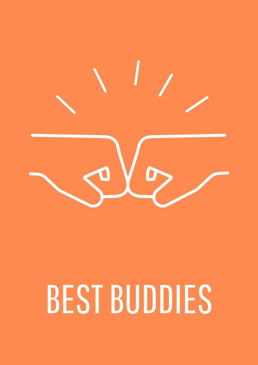Celebrating joy of true friendship postcard with linear glyph icon set