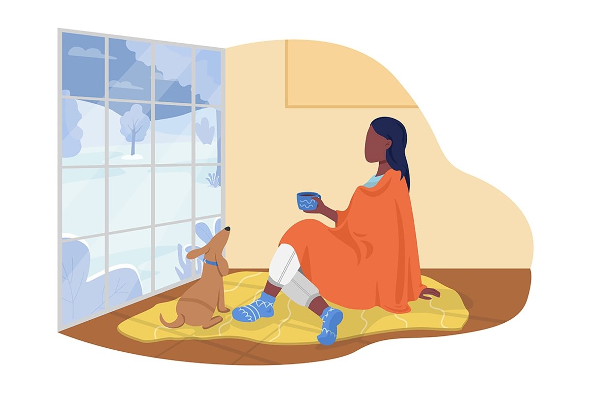 Celebrating winter holidays at home 2D vector isolated illustration set