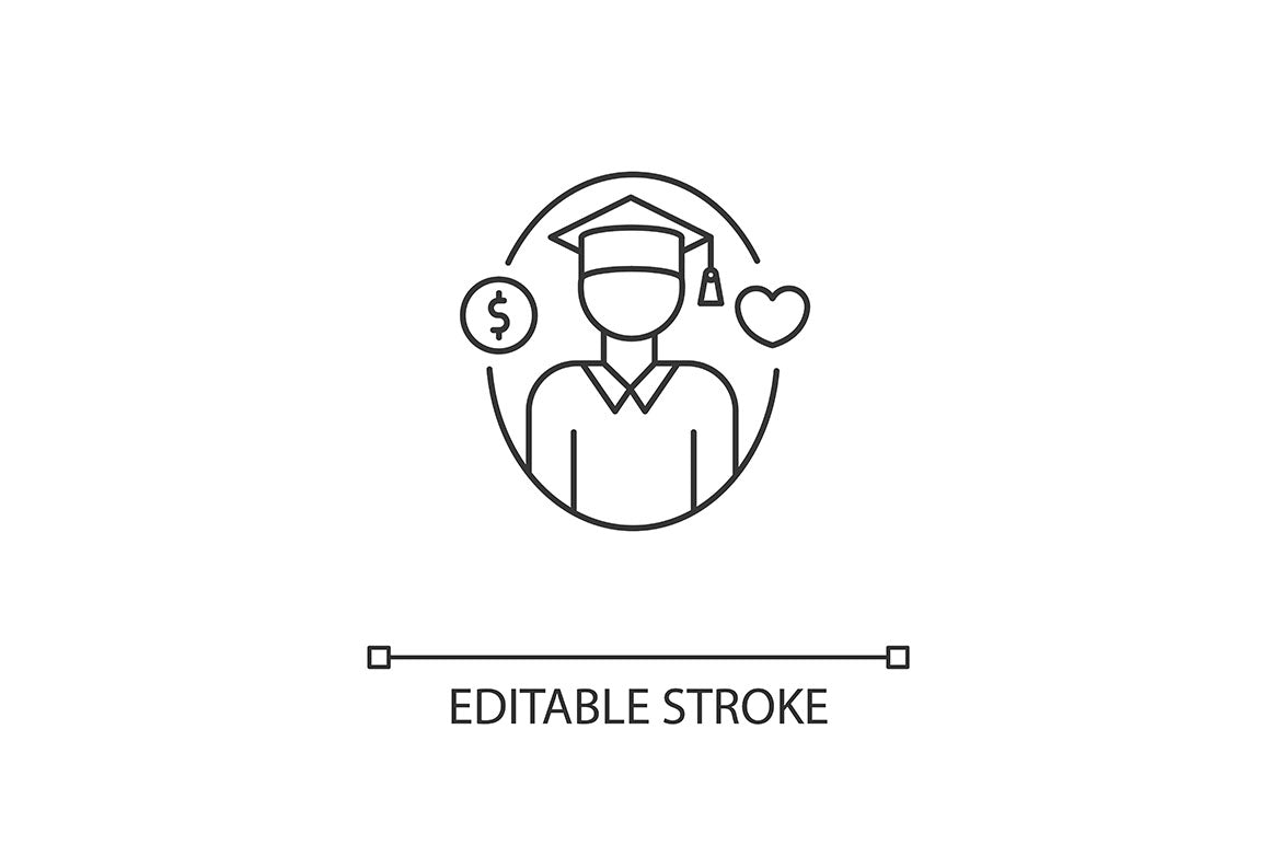 Charity pixel perfect linear icons set
