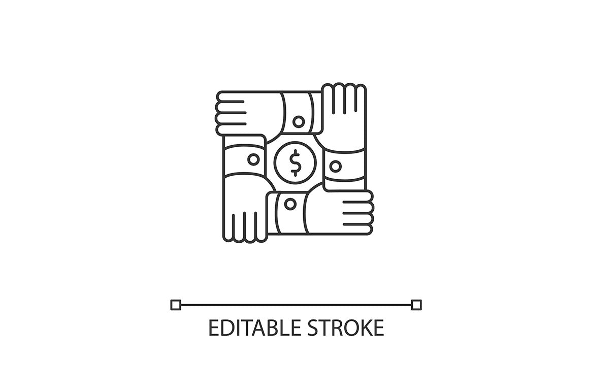 Charity pixel perfect linear icons set