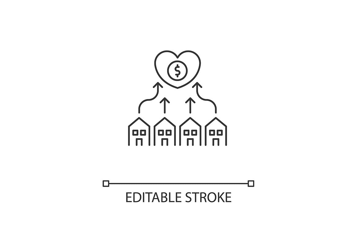 Charity pixel perfect linear icons set