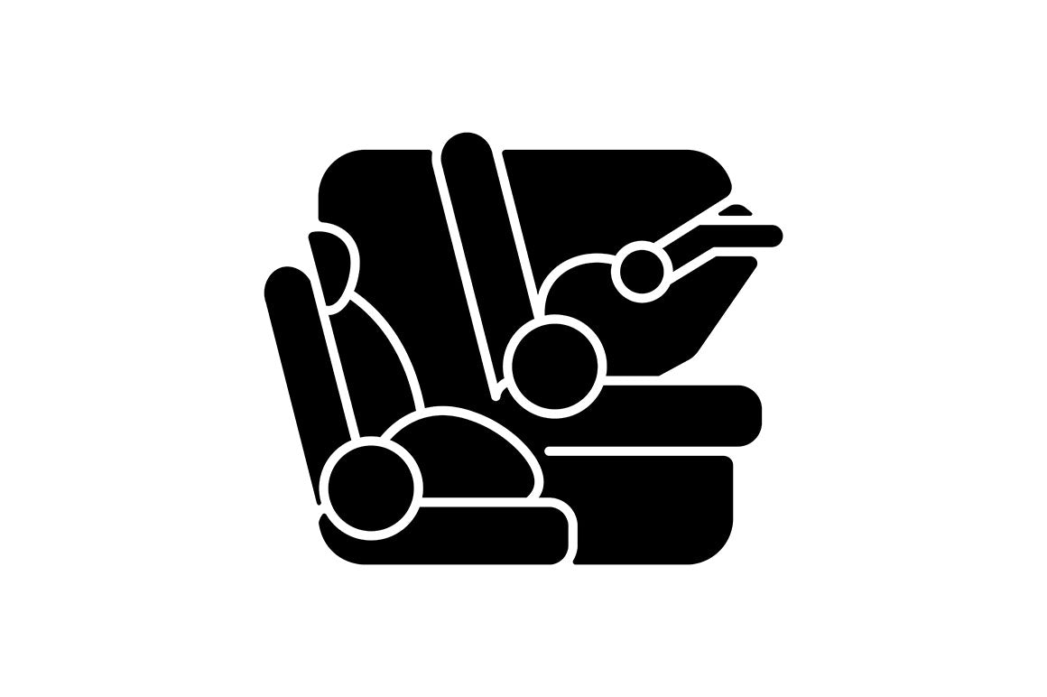 Child safety black glyph icons set