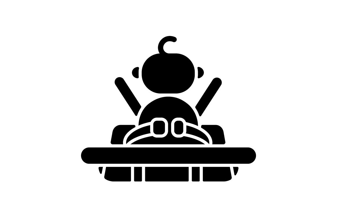 Child safety black glyph icons set