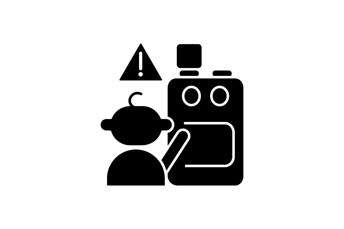 Child safety black glyph icons set
