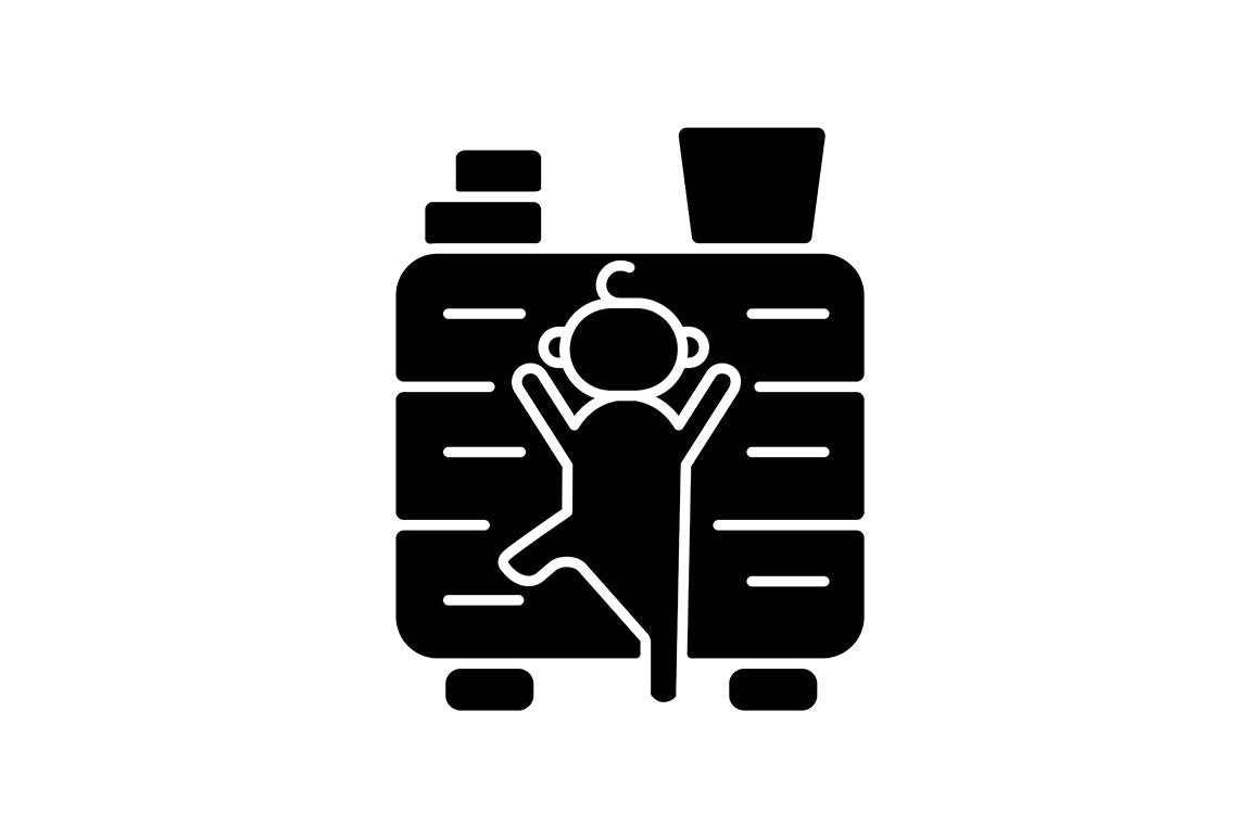 Child safety black glyph icons set
