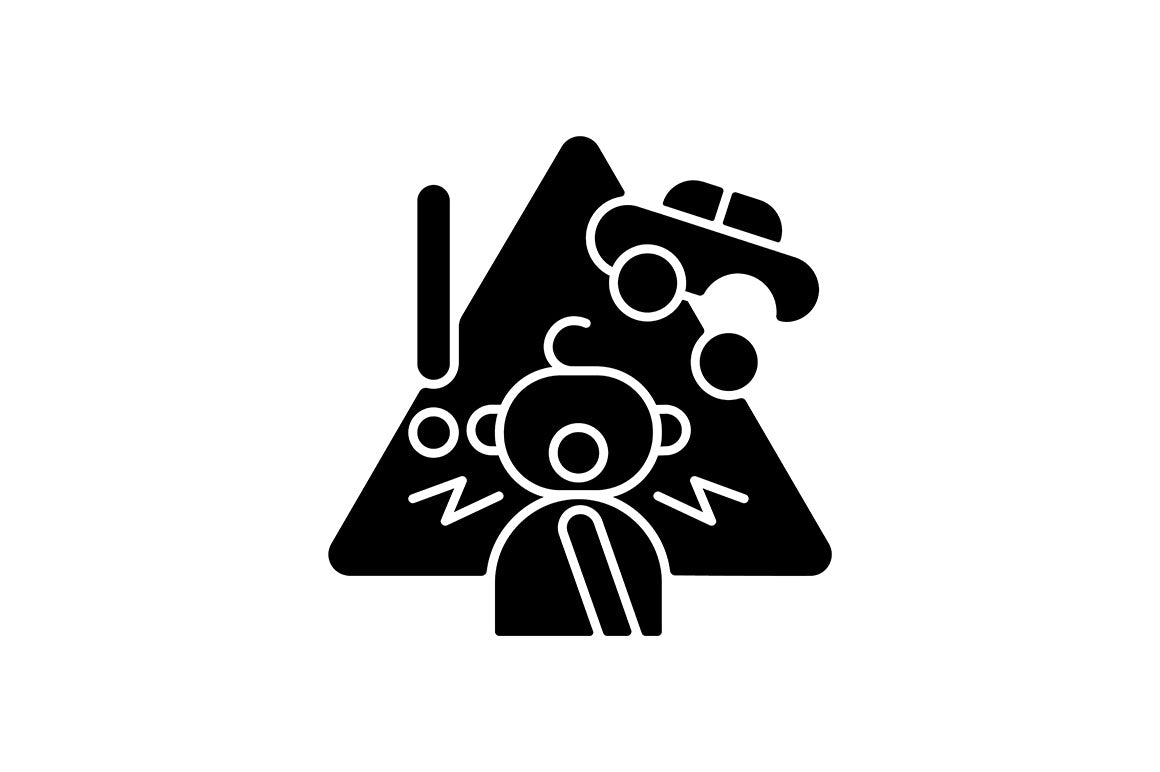 Child safety black glyph icons set