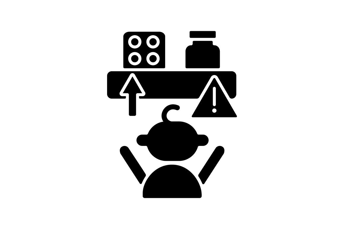 Child safety black glyph icons set