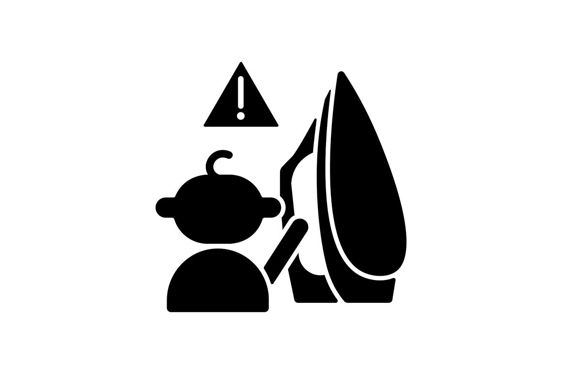 Child safety black glyph icons set