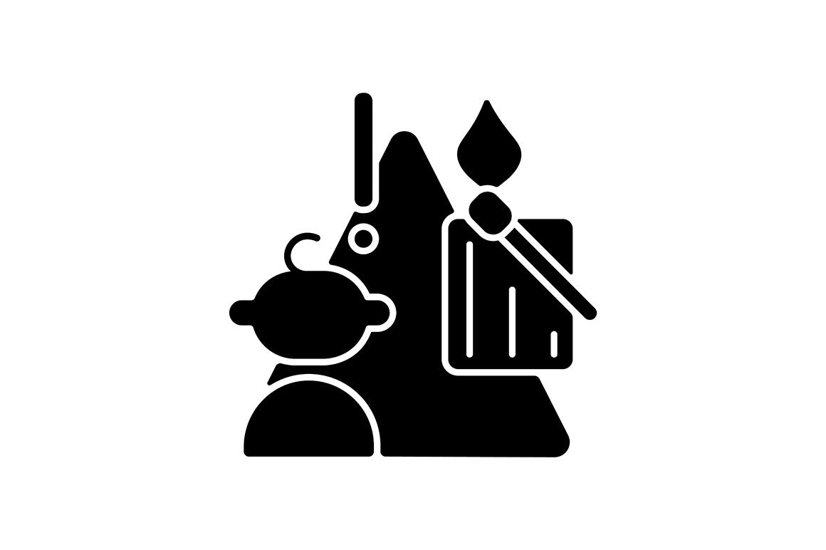 Child safety black glyph icons set