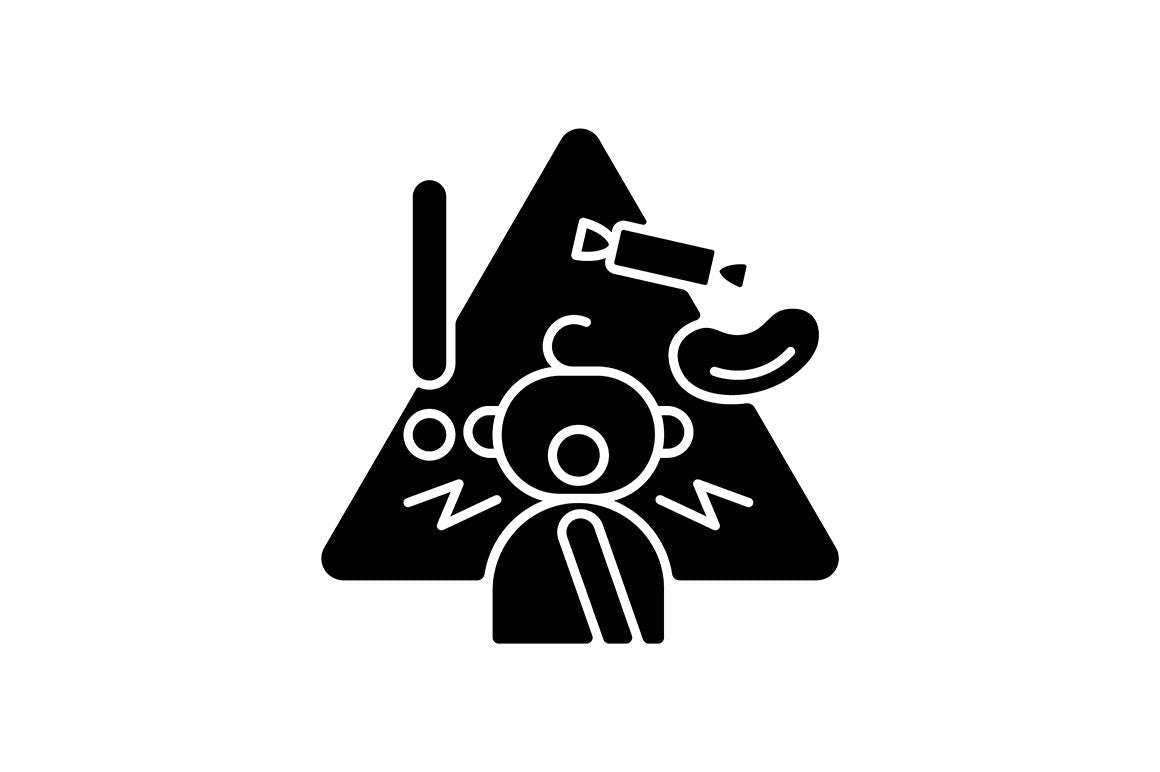 Child safety black glyph icons set