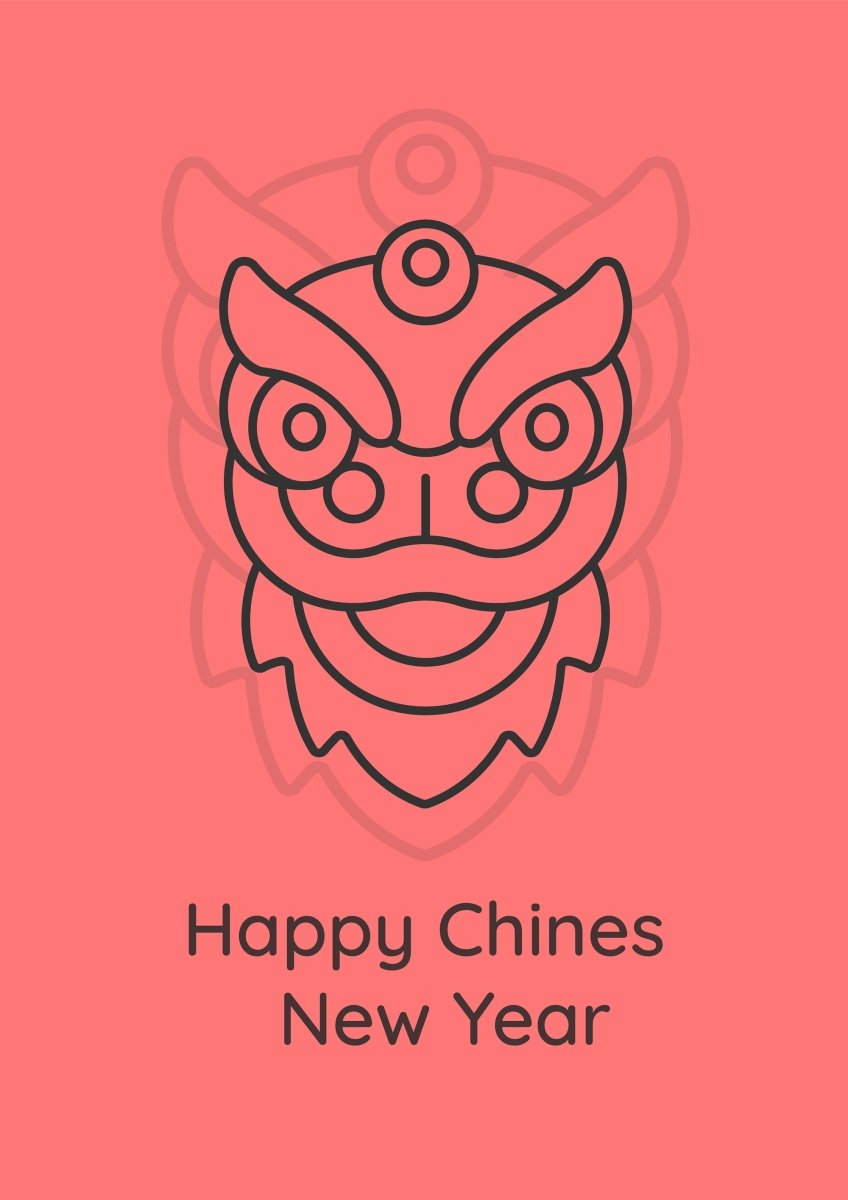 Chinese new year celebration postcards with linear glyph icon set