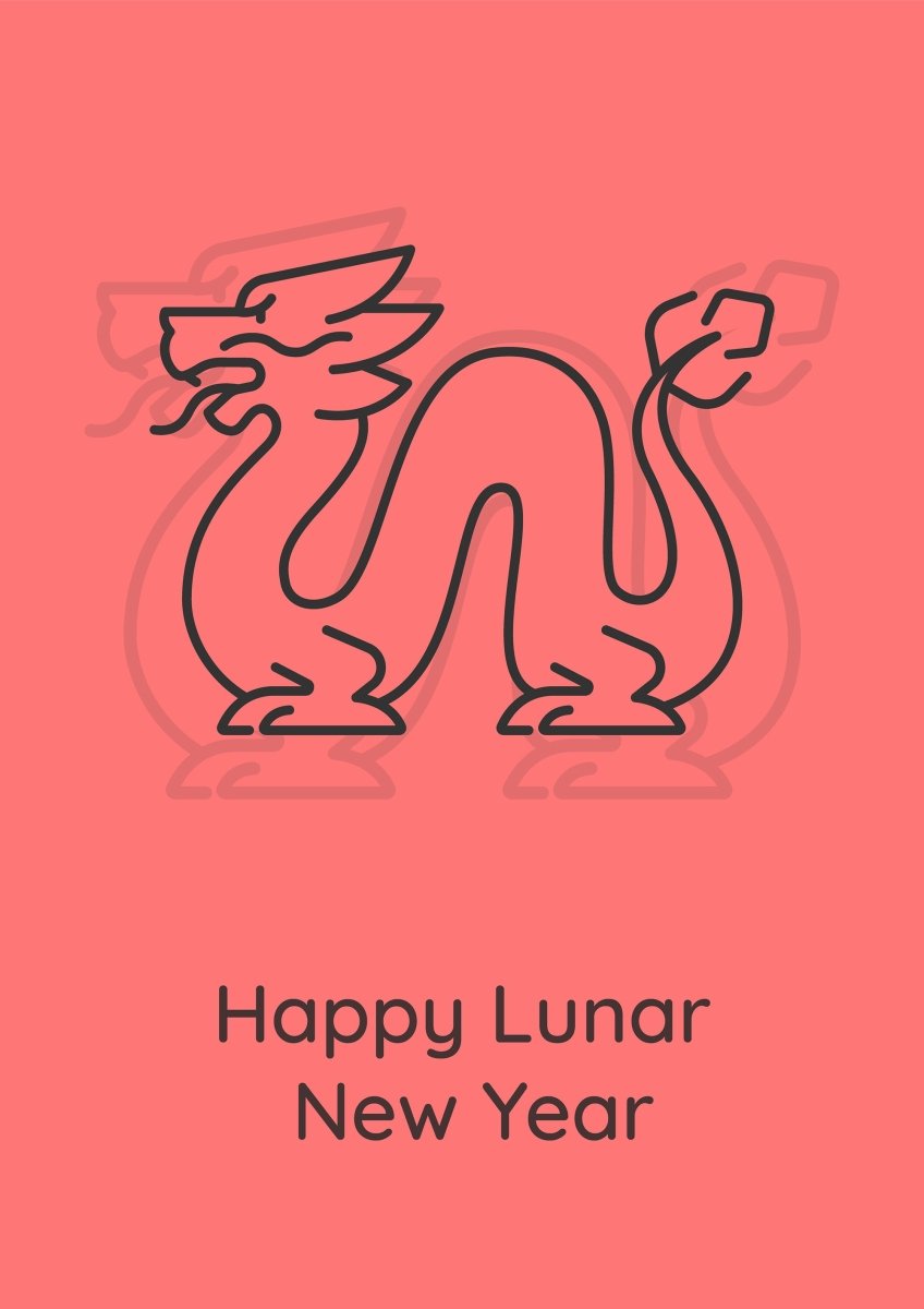 Chinese new year celebration postcards with linear glyph icon set