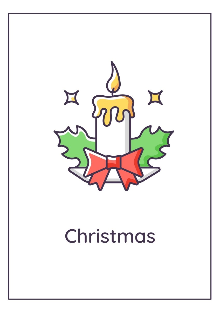 Christmas celebration greeting cards with color icon element set