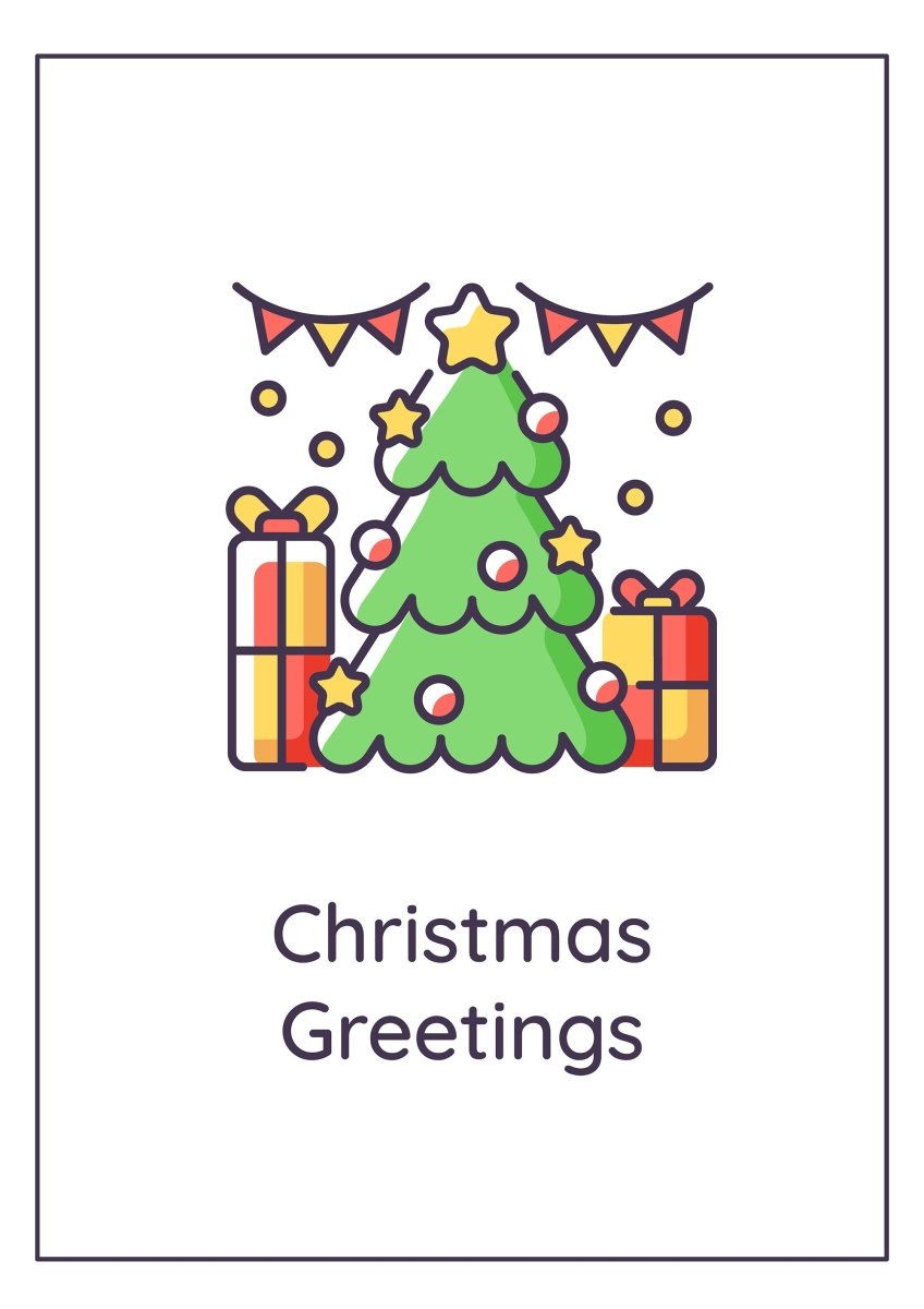 Christmas celebration greeting cards with color icon element set
