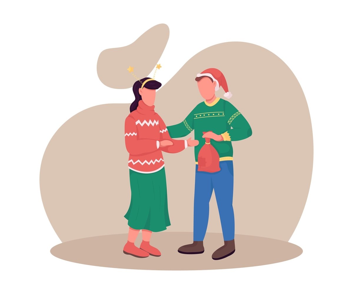 Christmas holidays color vector faceless character bundle