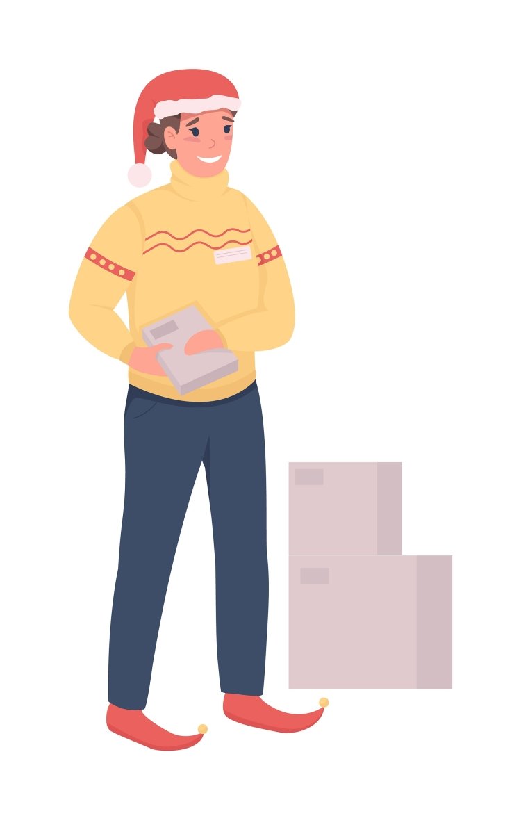 Christmas holidays color vector faceless character bundle