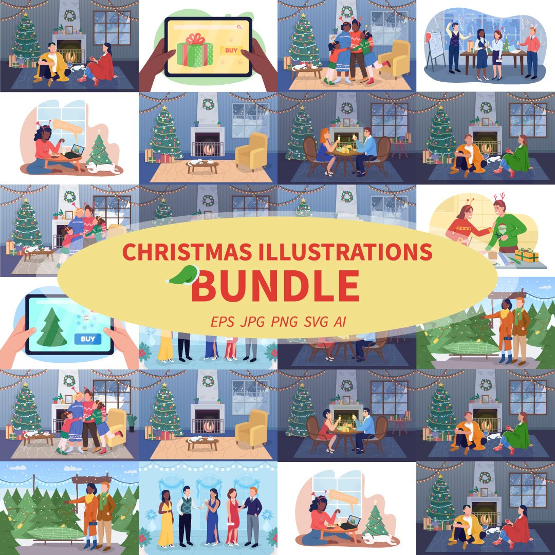 Christmas illustrations bundle