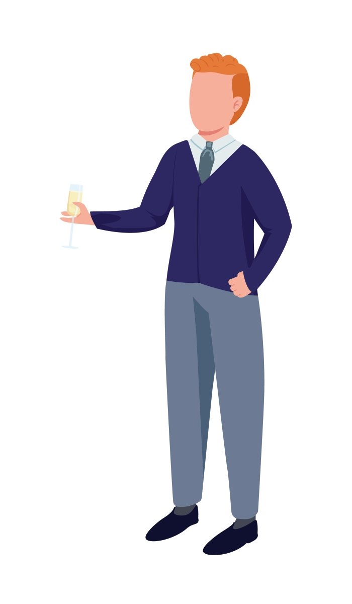 Christmas party flat color vector character set