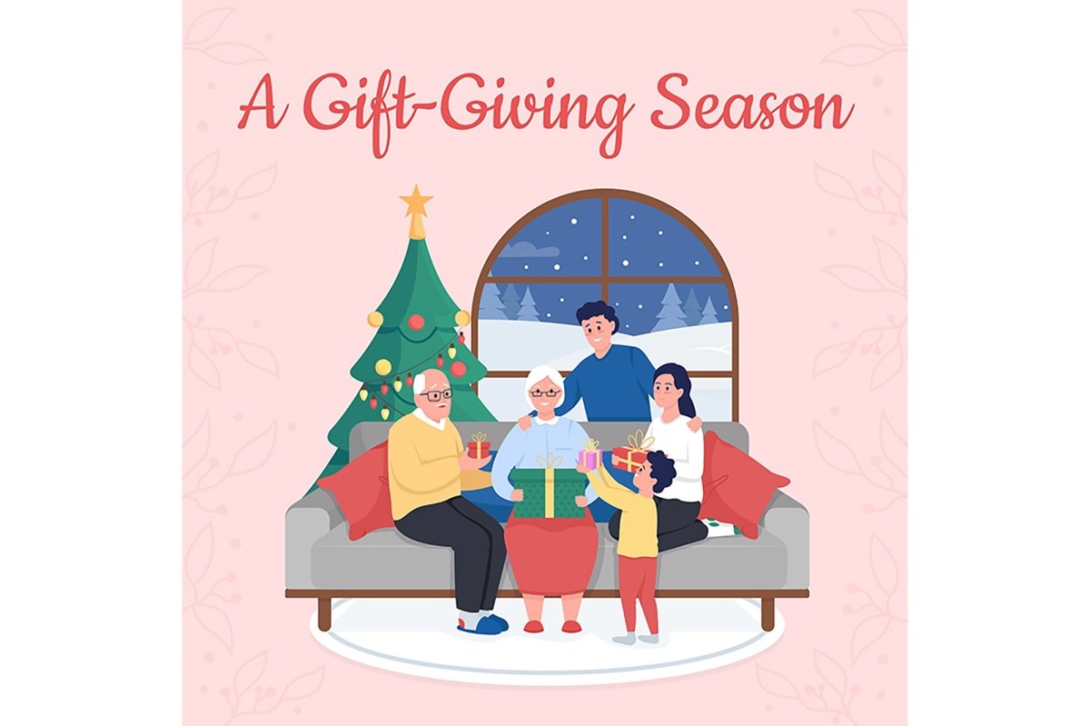 Christmas with family social media cards post set