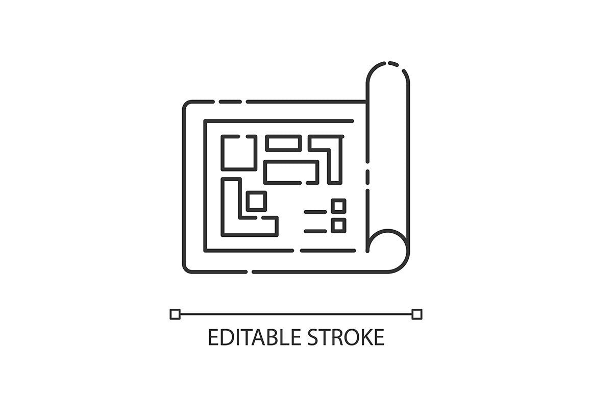 Civil engineering pixel perfect linear icons set