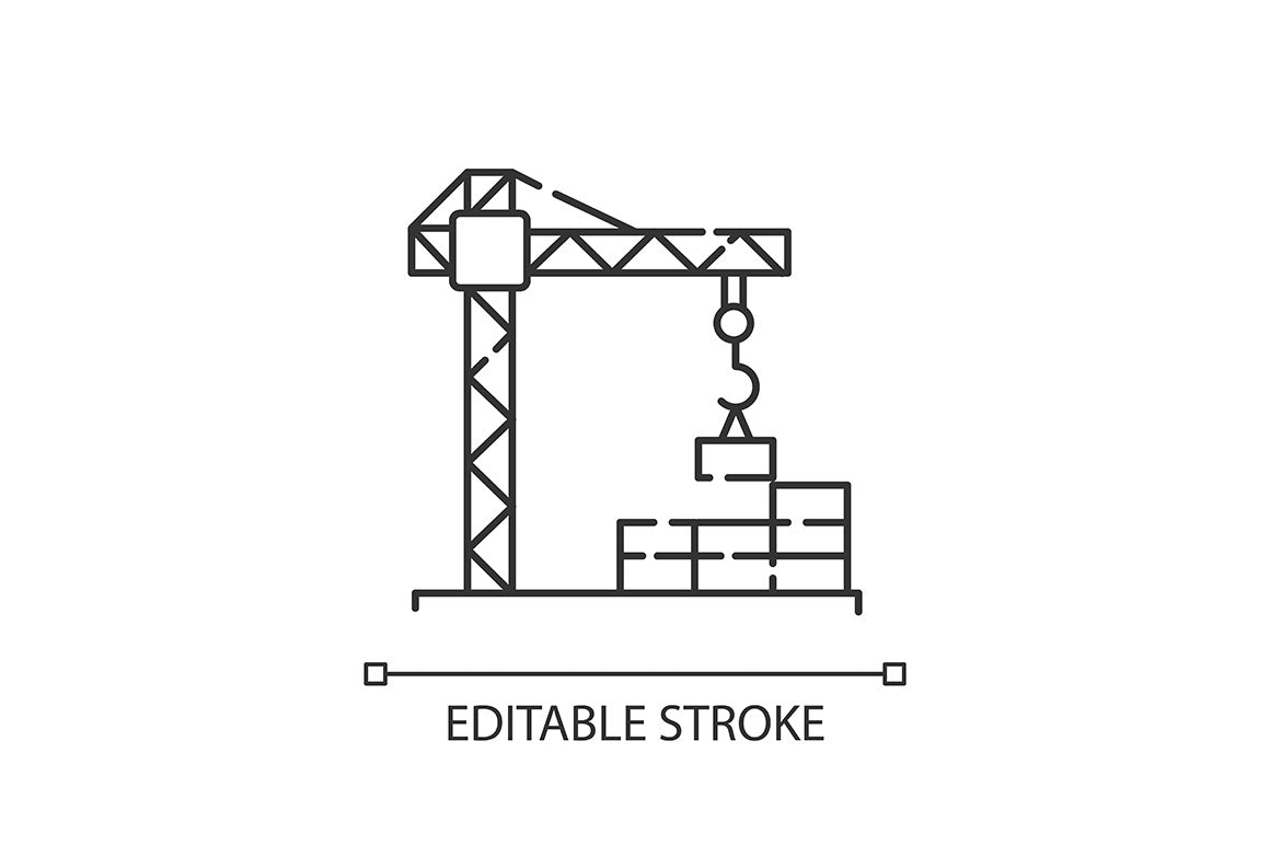 Civil engineering pixel perfect linear icons set