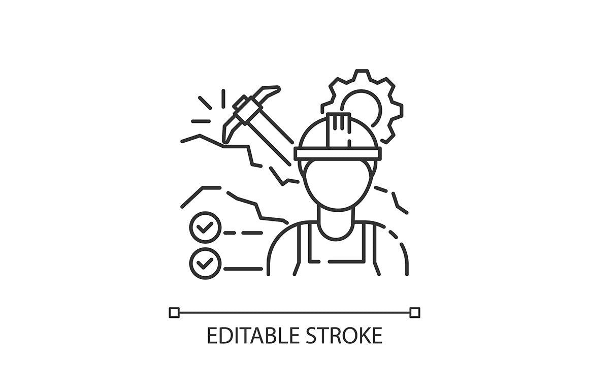 Civil engineering pixel perfect linear icons set