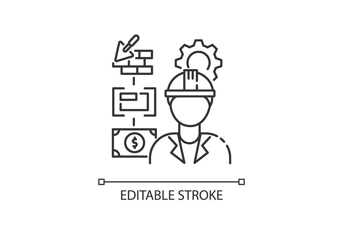 Civil engineering pixel perfect linear icons set