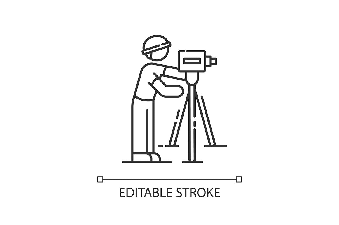 Civil engineering pixel perfect linear icons set