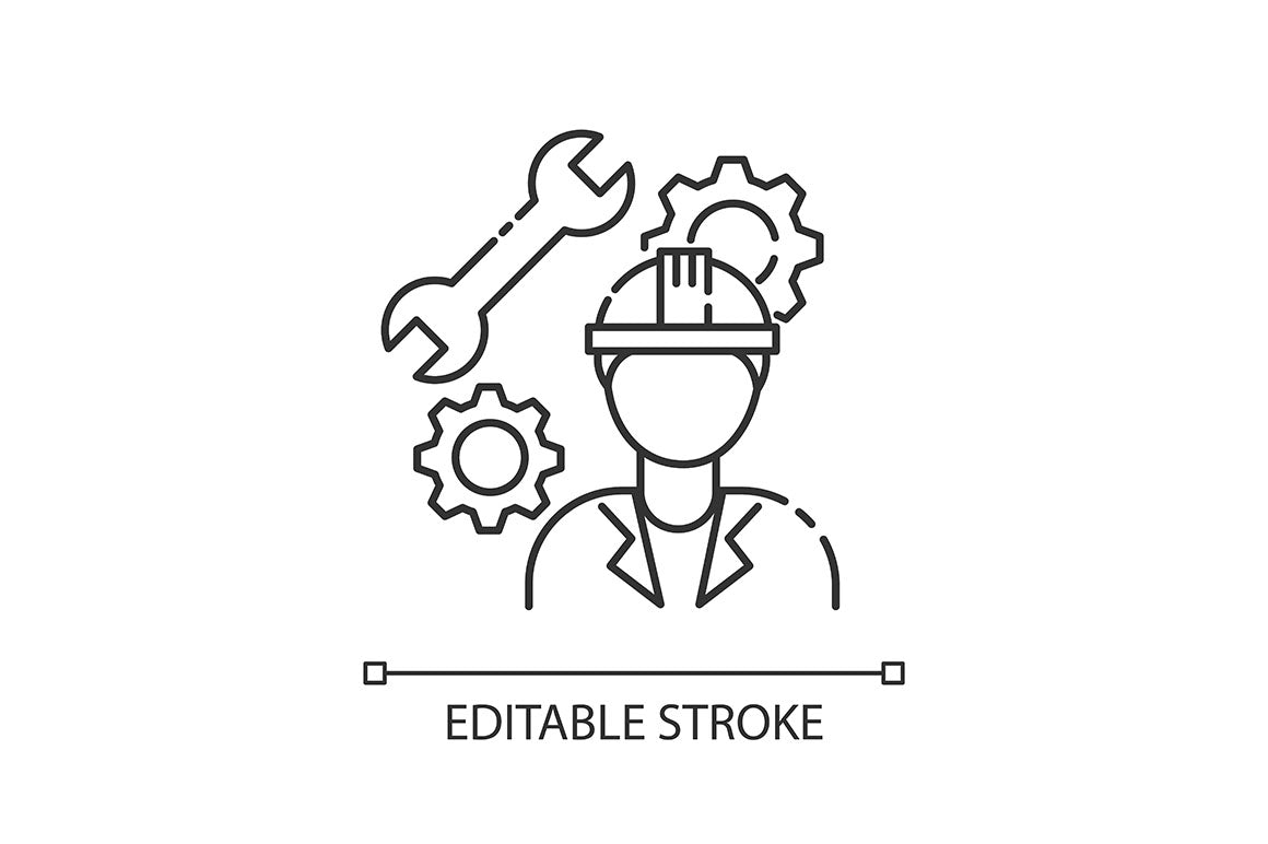 Civil engineering pixel perfect linear icons set