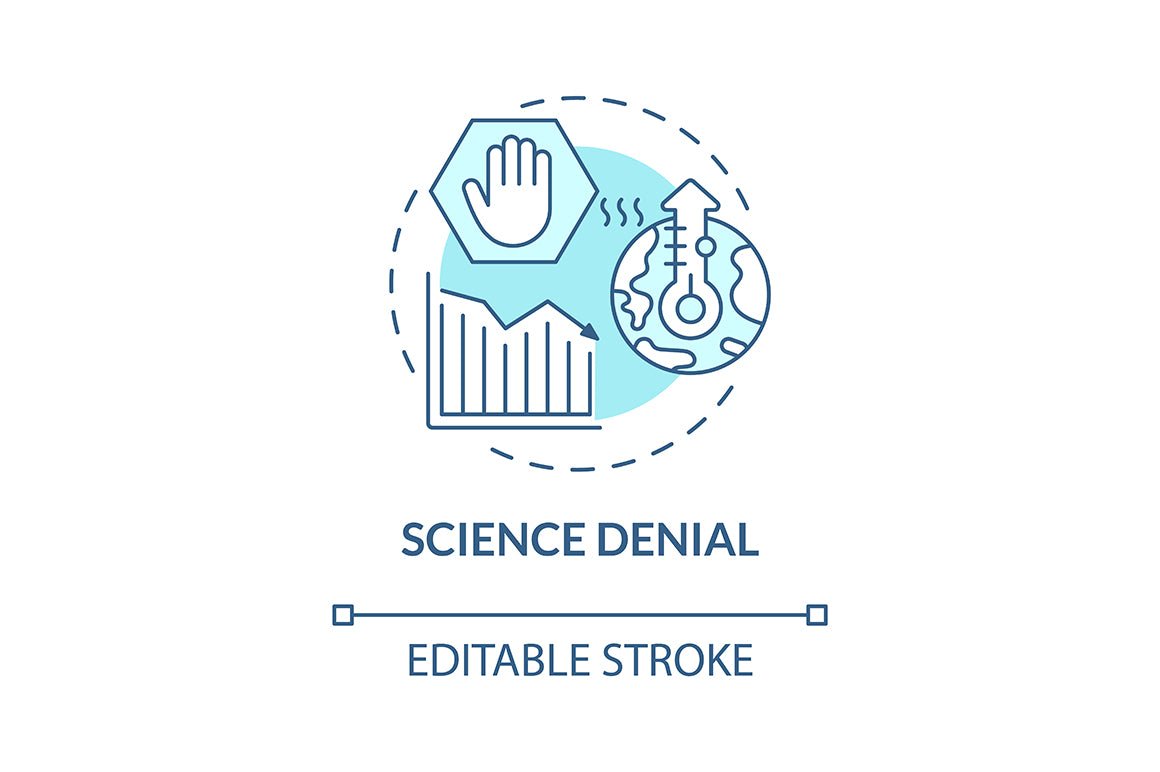 Climate skepticism and conspiracy blue concept icons set