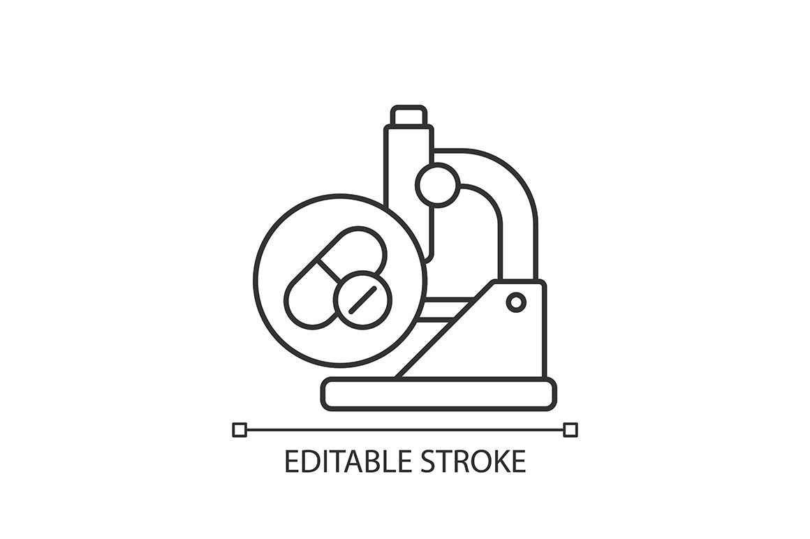 Clinical trials linear icons set for dark and light mode