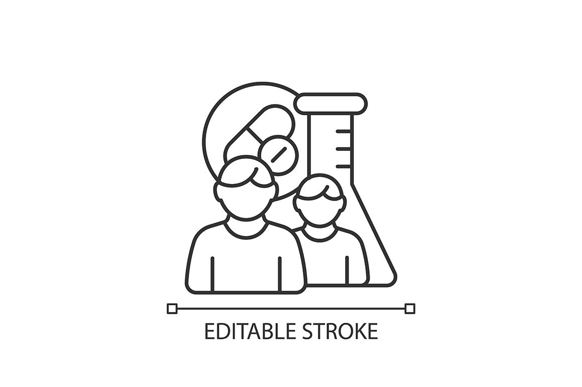 Clinical trials linear icons set for dark and light mode