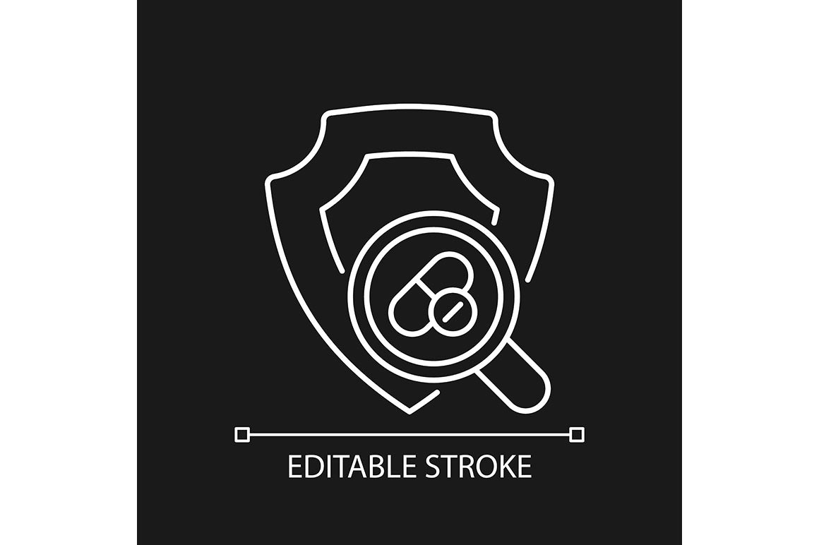 Clinical trials linear icons set for dark and light mode