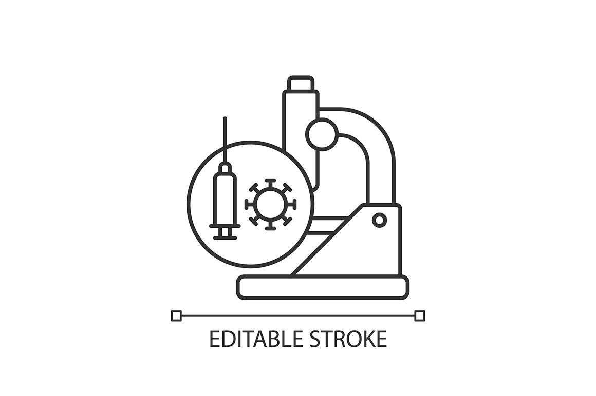 Clinical trials linear icons set for dark and light mode