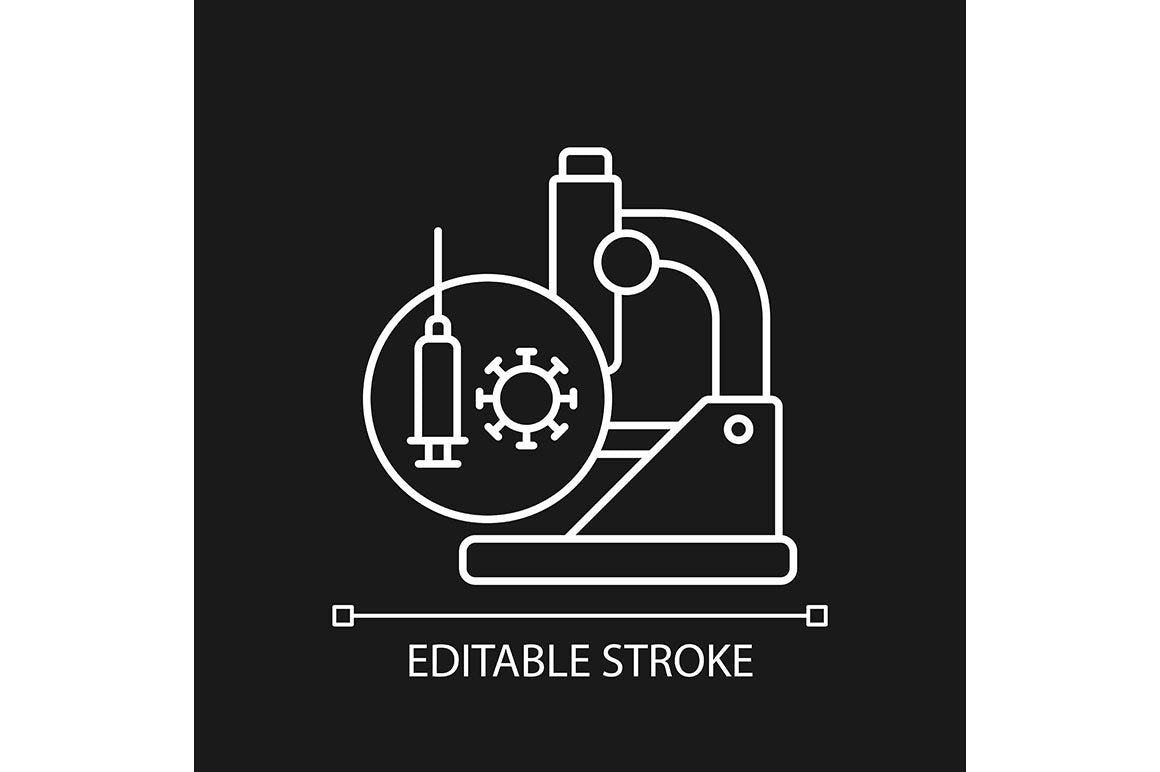 Clinical trials linear icons set for dark and light mode