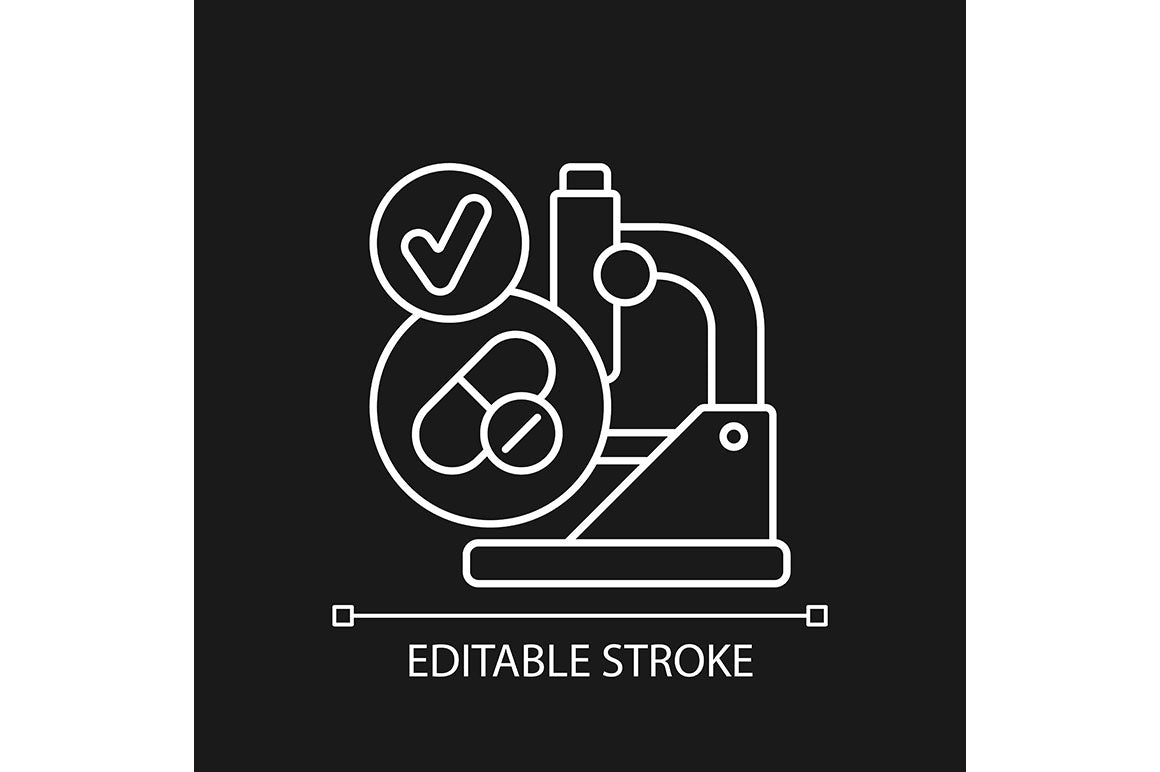 Clinical trials linear icons set for dark and light mode