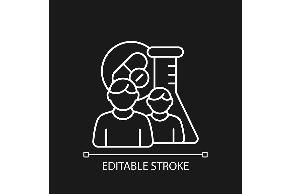 Clinical trials linear icons set for dark and light mode
