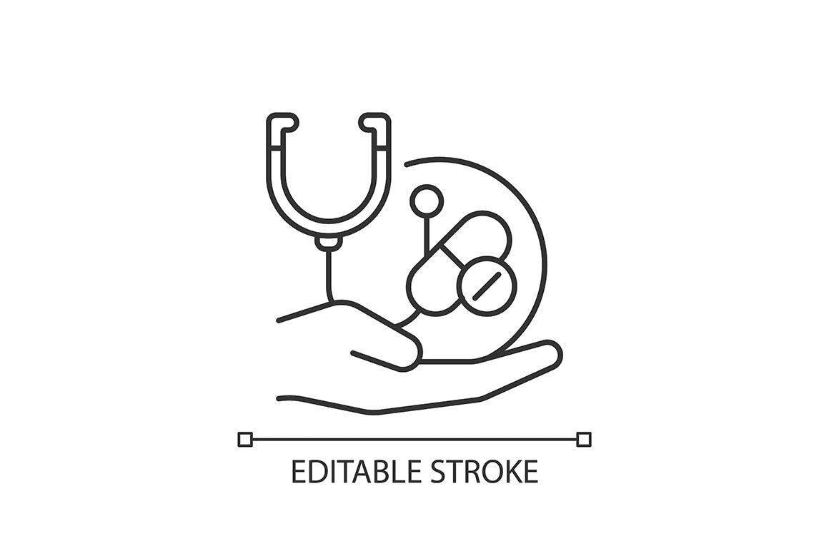 Clinical trials linear icons set for dark and light mode