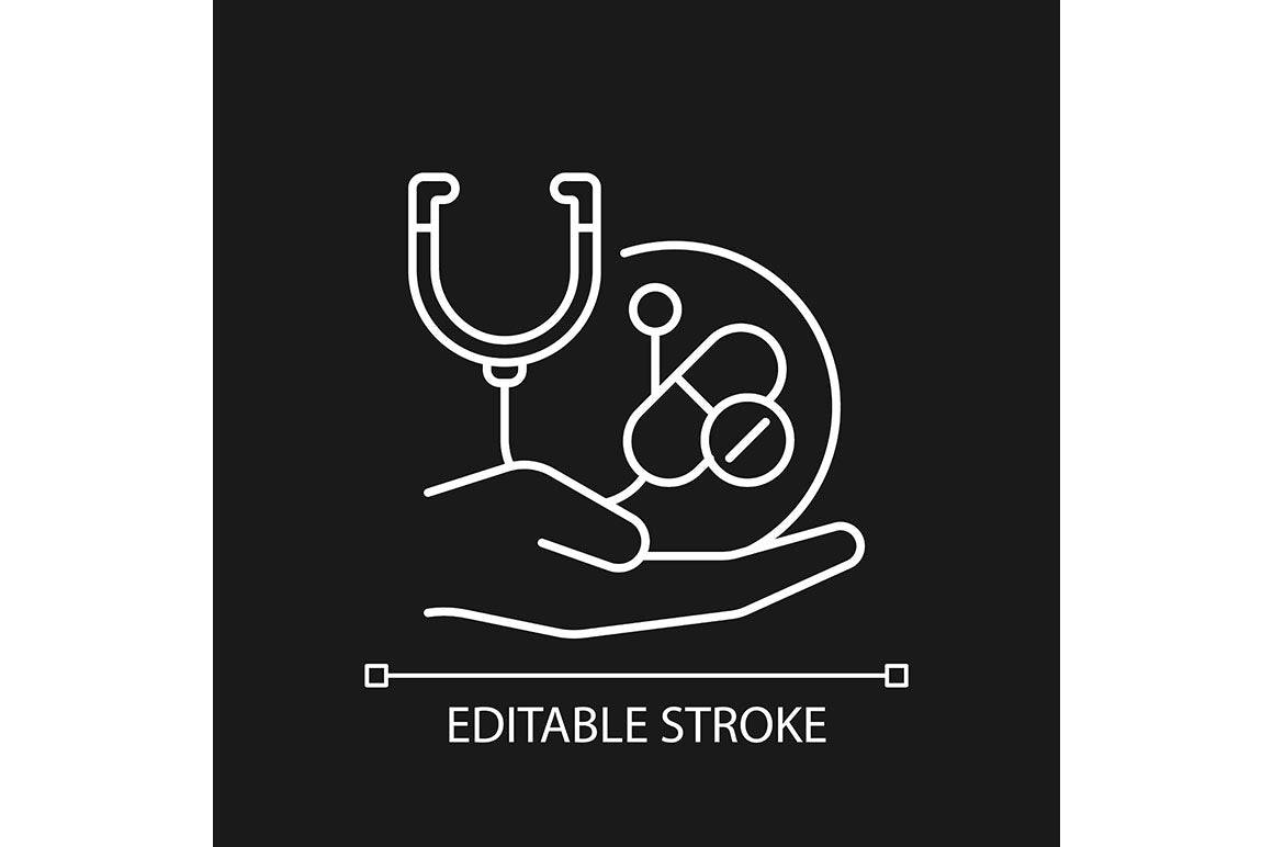 Clinical trials linear icons set for dark and light mode