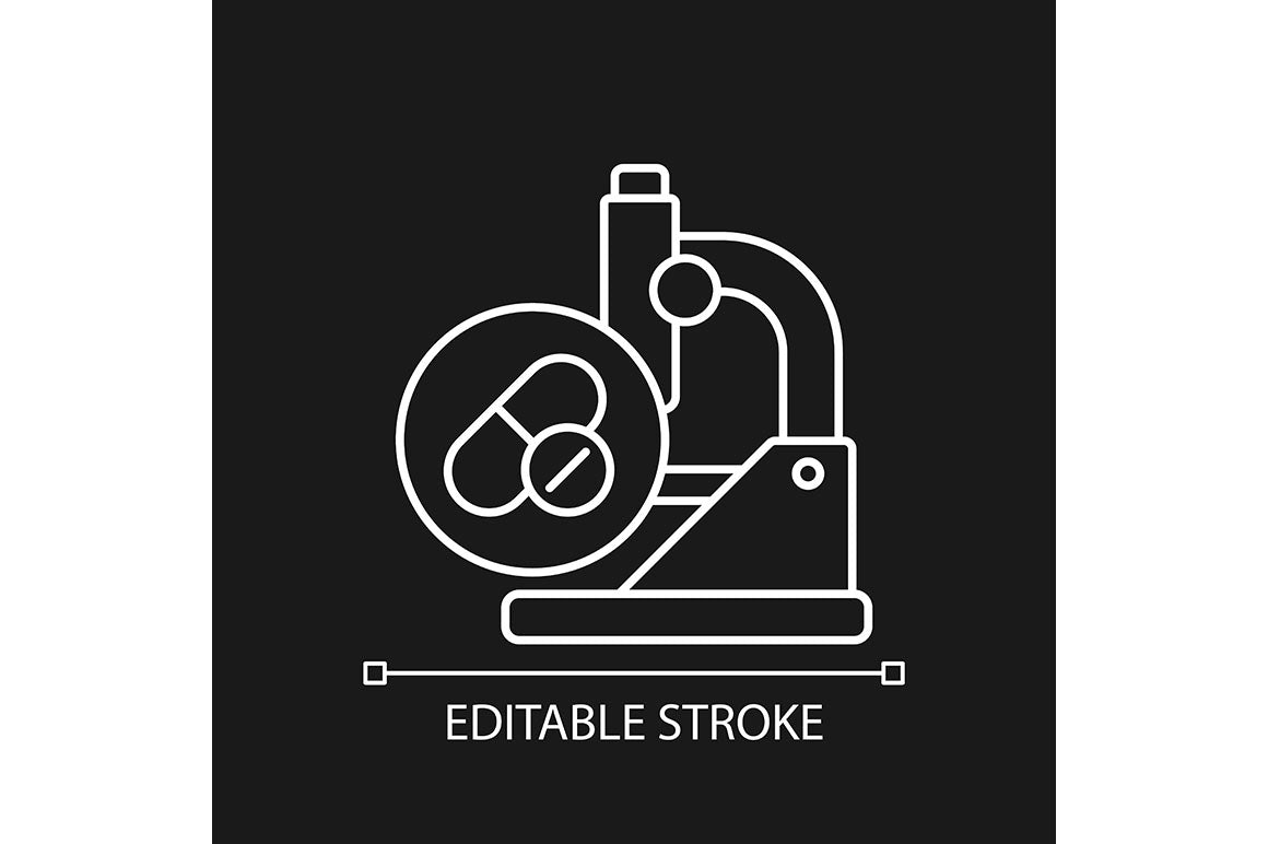 Clinical trials linear icons set for dark and light mode