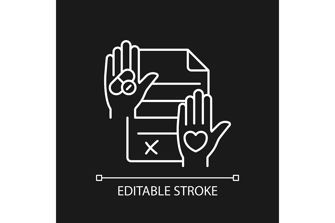 Clinical trials linear icons set for dark and light mode