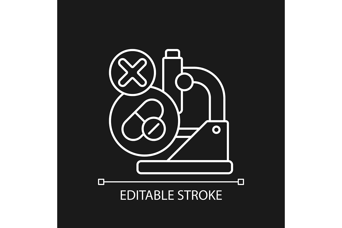 Clinical trials linear icons set for dark and light mode