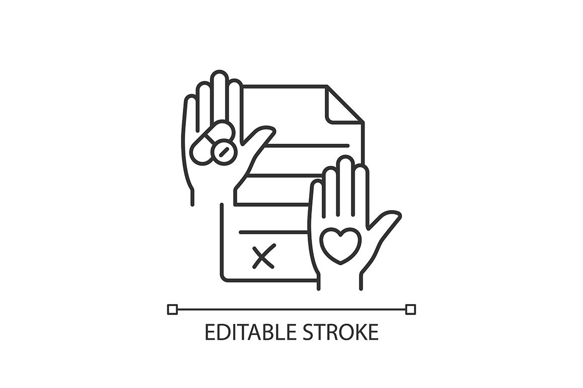 Clinical trials linear icons set for dark and light mode
