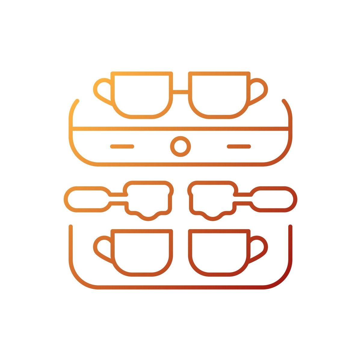 Coffee and barista accessories gradient linear vector icons set
