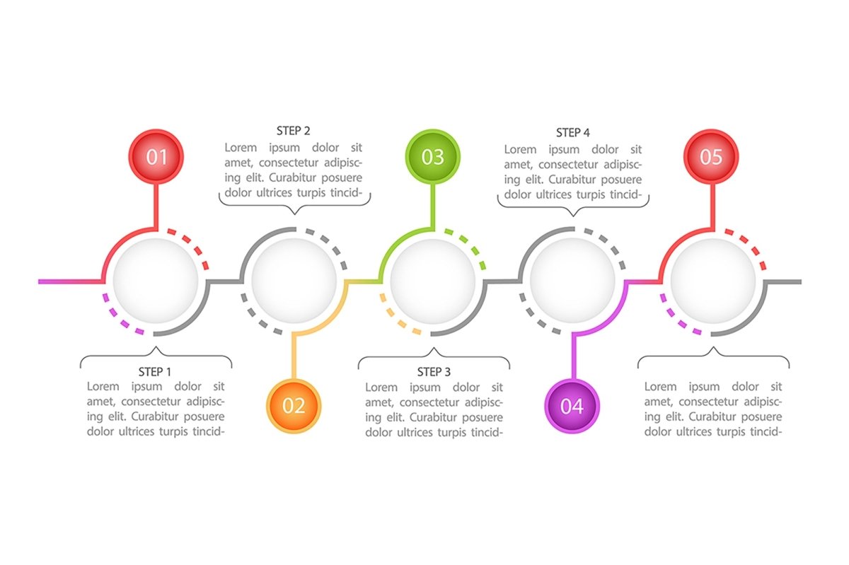 Colourful round infographic chart design element set