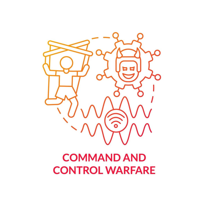 Command and control warfare red gradient concept icon