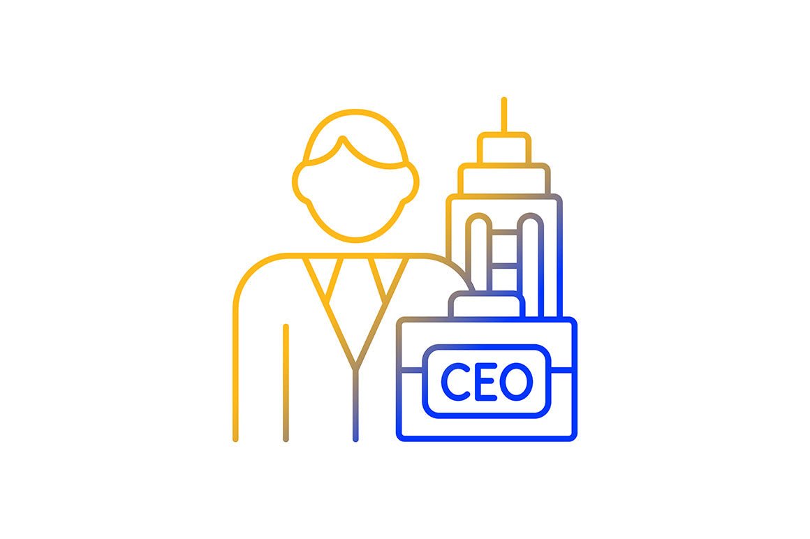 Company staff related gradient icons set for dark and light mode